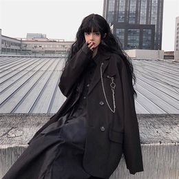 2020 Spring And Autumn Women Suits Dark Series Coat New Female Personality Graffiti Neutral Loose Black LJ201021