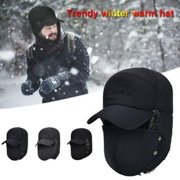 Trend Winter Thermal Bomber Men Women Fashion Ear Protection Face Warmer Windproof Ski Cap Velvet Thicken Couple Fur Hats Cycling Caps & Mas