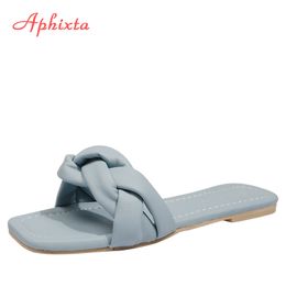 Aphixta 2020 Summer Chain Slides Women High Quality Weave Open Toe Flat Casual Slipper Leisure Sandal Female Beach Flip Flops X1020