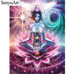 5D DIY Rhinestones Diamond Paintings Full Round Drills Picture Lotus Buddha Paint By Numbers Cross-stitch Kits Embroidery Mosaic 201112