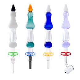 Love_e_cig NC034 Hookah Smoking Pipes 14mm Quartz Ceramic Nail Clip Silicon Jar Calabash Style Glass Water Bong Bubbler