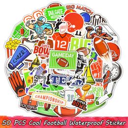 50 PCS Cool Football Waterproof Sticker GAME DAY Football Theme Party Stickers Gift DIY Water Bottl Laptop Suitcase Guitar Stickers Decals