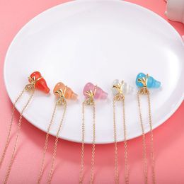 Creative Colourful Opal Gourd Necklaces Clavicle Chain Pendant Lady Necklace Bow Gourd Shape Charm Choker Lucky Designer Jewellery Party Gifts