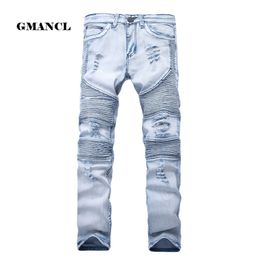 Mens Skinny Jean Distressed Slim Elastic Jeans Denim Biker Jeans Hip hop Pants Washed Ripped Jeans plus size 28-42,YA558 201223