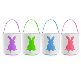 500pcs Easter Eggs Hunt Basket Festive Canvas Bunny Bags Rabbit Fluffy Tails Tote Bag Party Celebrate Decoration Gift Toys Handbag by sea 4 colors DAP437