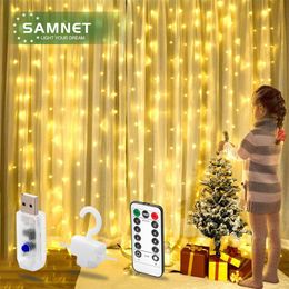 3X3 LED Christmas USB Curtains String Lights With Hook Garland Fairy Lights Garden Decoration Indoor Lighting For Home Bedroom Y200903