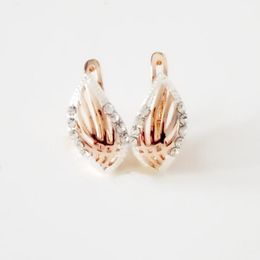 New Trendy Rose Gold Colour Jewellery Wedding Luxury Women Clear White Cubic Zircon Drop Earring Designs for Women