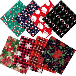 patchwork christmas decorations UK - 25*25cm pcs Christmas Santa Claus Printed Cotton Sewing Fabric for Patchwork Needlework DIY Handmade Material Christmas Decorations
