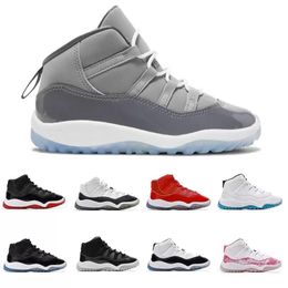 Kids Shoes Cool Grey 11 XI Sneaker Concord Space Jam Metallic Silver Pink Snakeskin Bred Legend Blue 72-10 Children Boys Girls Basketball Shoes