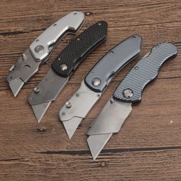 High Quality 6.3 Inch Utility knife 440C Satin Tanto Blade Aluminum Handle EDC Pocket Knives Paper Knife 4 Handle Colors