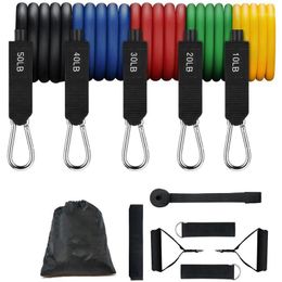 Resistance Bands 11 Pcs Set 150 Lbs Rubber Band Fitness Equipment For Home Gym Workout Elastic Sport