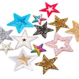 Multi-style Rhinestone Five-pointed Star Heart Tassel Clothes Patches Embroidered Patches for Clothing Appliques Iron-on sticker