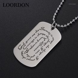 tone tags Australia - Pendant Necklaces Loordon Silver Tone Stainless Steel Serenity Prayer Dog Tag Necklace With Free Gift Bag1