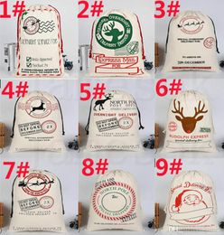 New Christmas Bags Large Organic Heavy Canvas Bag Santa Sack Drawstring Bag With Reindeers Santa Claus Sack Bags for kid 32 style dc648