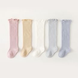 Baby Socks Boys Girls Knee High Kids Frilly Solid Colour Long Socks Infant Newborn Summer Children Ruffle Cute Sock 20220302 H1