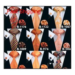2022 herren orange krawatte gesetzt Herbst orange billig bindungen für männer marke krawatte mode novely aktive herren krawatte set qualität mode zubehör krawatte hmtzt
