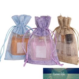 10pcs Linen Organza Bag Pocket Canvas make-up jewelry display bags wedding Christmas gift drawstring pouch Can customized LOGO