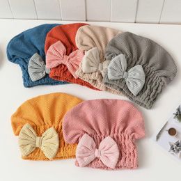 Coral Velvet Bath Accessories With Bowknot Dry Hair Towel Quick Drying Hair Cap Super Absorbent For Women Portable Shower Cap H jllAXG