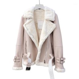 Women Winter Suede Jacket Fashion Thicken Warm Motorcycle Leather Coat Female Ladies Short Loose Coats Streetwear