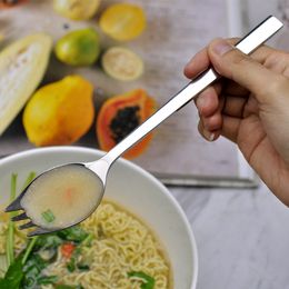 High-quality 304 Stainless Steel Dual-purpose Spoon Fork Spoon One Picnic Spoon Salad Creative Portable Tableware RRD3882