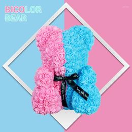 2020 NEW Bicolor 40cm Teddy Bear of Flower Artificial Soap Foam Rose Bear Gift Box for Women Valentine's Day Gift1