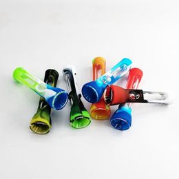 Smoking Colourful Silicone Protect Skin Pipes Dry Herb Tobacco Horn Cigarette Holder Portable Pyrex Thick Glass Philtre Mouthpiece Tips High Quality Handpipes DHL
