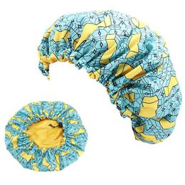 Hot 2 pcs/set Mommy and Me Satin Bonnet Adjustable Double Layer Sleep Cap Parents and Kids African Print Turban Hair Cover Baby Hat DHL Free