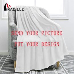 Miracille Customized Flannel Blanket Plush Personalized Blankets for Beds POD Custom DIY Thin Quilt Sofa Cover Drop Shipping 201112