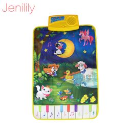 Children's Rug Baby Touch Play Game Carpet Developing Mat Musical Toy Singing Music Moon and Animals Puzzles Toys 37.5x62cm LJ201114