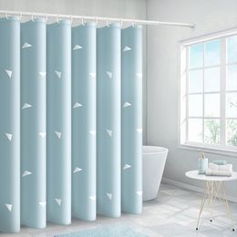 Geometric triangle Shower Curtain Bathroom Waterproof Polyester Printing Curtains for Bathroom with Hooks fabric light blue japa 201127