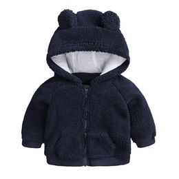 newborn baby clothes Autumn Winter warm Hooded jacket&Coat for 3-18M toddler baby boy girls cartoon bear Outerwear blue green 201030