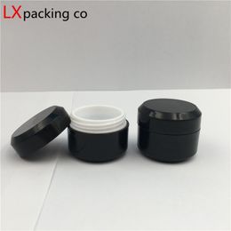 50 pcs Free Shipping 5 10 15 30 g Black Plastic Sample Packaging jar Men's Eye Cream Skin Care Pack Container Wholesale