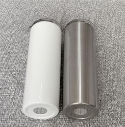 20oz Skinny Tumbler Blank White Coffee Mug Double Wall Vacuum Insulated Drinking Water bottle