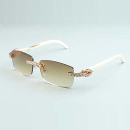 XL Diamond Sunglasses 3524012-B9 Natural white Horn Glasses Lens 3.0 Thickness