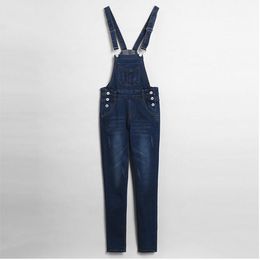 Women's Jumpsuits & Rompers Wholesale-2021 European Style Large Size Woman Suspenders Jeans Pants Female Bib Overalls Denim Romper Jumpsuit