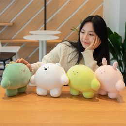 Hot Fat Cartoon Animals Plush Toy Cute Stuffed Dinosaur Penguin Polar Bear Bunny Baby Doll Soft Nap Pillow Sofa Cushion Gift LJ200914