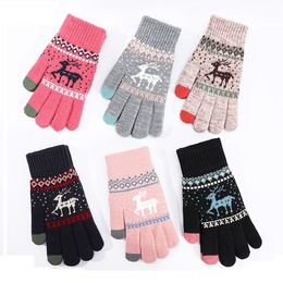 2021 New Gloves Winter Ladies Warm Touch Screen Wool Plus Plush Plus Thick Outdoor Lovely Plush Knitted Gloves
