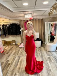 High Quality Halter Prom Dress Red Colour Floor Length Sleeveless Event Wear Party Gown Custom Made Plus Size Available