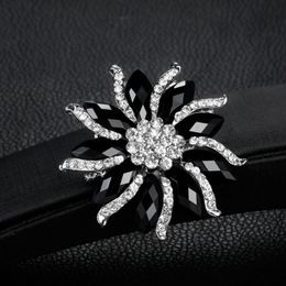 Business Black flower brooch Crystal wedding bouquet brooch pins women dress suits brooches fashion Jewellery will and sandy gift