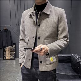 Autumn and Winter Wool Blends Coats Solid Short Men Casual Jackets Mens Overcoat Korean Woolen Windbreaker Brand Clothing 201223