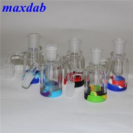 14mm 18mm ash catcher for glass water bong hookah 45 90 degree ashcatcher with 7ml silicone containers quartz banger