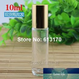 Container Bottle Glass with Steel 50pcs 10ml Clear Gold Empty Refillable Roll on Roller Darfur Vials Portable Sample