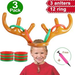 2/3 Pack Ring Toss Inflatable Santa Reindeer Antler Hat Christmas Holiday Party Game Supplies Toys 2 or More Players Interaction 201127