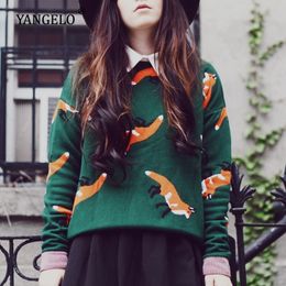 Yangelo Gothic Fox Print Sweatshirt Women Long Sleeve New Autumn Winter Pullover Female Harajuku Girl Kawaii Streetwear Top LJ201103