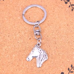 Fashion Keychain 28*22mm steed horse head Pendants DIY Jewellery Car Key Chain Ring Holder Souvenir For Gift