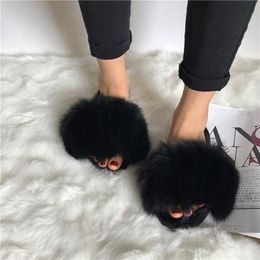 Winter Women House Slippers Faux Fur Slides New Fluffy Girl Amazing Shoes Casual Fuzzy Fake Sandals 0227