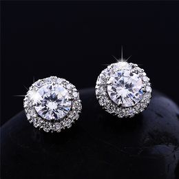 2020 New Arrival Best Friends 18K White Gold Plated Earings Big Diamond Earrings for Women White Zircon Earrings LBD