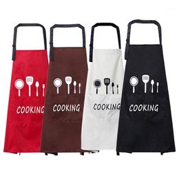 Aprons Style Apron Knife And Fork Print Brief Adult Water Oil Proof Kitchen Restaurant Cooking Bib With Pocket1