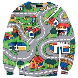 Drop Shipping Fashion Mens 3d Hoodies Toy Roads Cartoon Printed Hooded Sweatshirt Unisex Streetwear Casual Tracksuits 201020