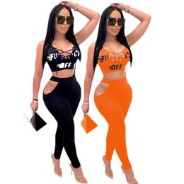 Womens Tracksuit Two Pieces Set Designer Hooded Sleeveless Sportswear Trousers Outfits Ladies New Fashion Sportswear Street Clothes 0587